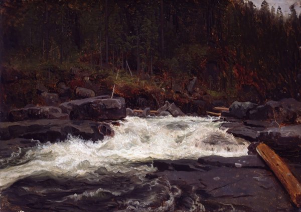 Main Product Photo of Waterfall in Telemark, Study for Inv.No. 427  Painting by August Cappelen