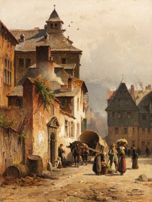 Stadtansicht by August Eduard Schliecker Oil Painting