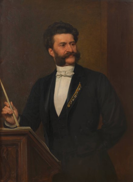 Johann Strauss  by August Eisenmenger - Hand-Painted Oil Painting Reproduction