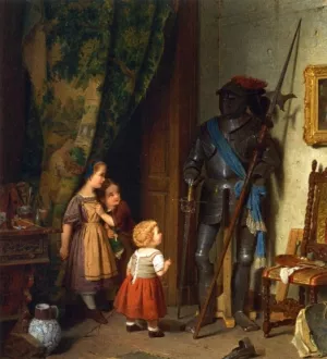 Children in the Painter's Studio by August Friedrich Siegert Oil Painting