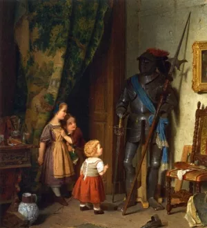 Children in the Painter's Studio Oil painting by August Friedrich Siegert
