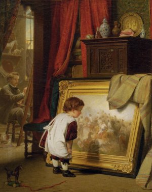 Die Kleine Kunstkennerin by August Friedrich Siegert Oil Painting