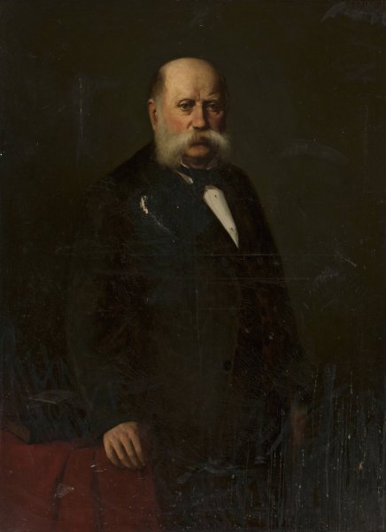 Portrait of a man with grey side-whiskers  by August Frind - Hand-Painted Oil Painting Reproduction