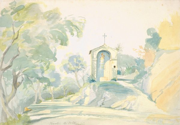 A Roadside Chapel near Tivoli  by August Georg Friedrich Lucas - Hand-Painted Oil Painting Reproduction
