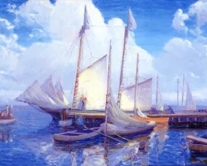 Wharf, Leonardtown, Maryland by August H. O. Rolle - Oil Painting Reproduction