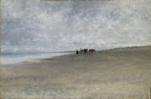 Hazy Weather by the Sea by August Hagborg Oil Painting