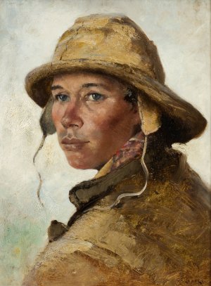 Head of a Young Fisherman by August Hagborg Oil Painting