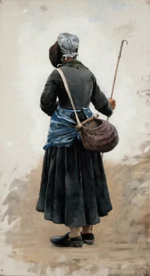 Woman standing by August Hagborg Woman standing by August Hagborg Oil Painting