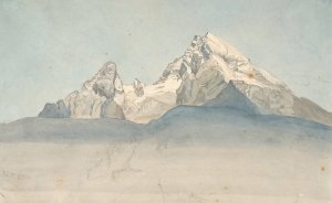 The Watzmann seen from the North-East, and Some Sketches of a Mountain by August Heinrich Oil Painting