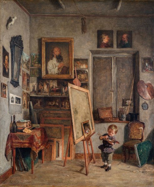 A Budding Talent  by August Jernberg - Hand-Painted Oil Painting Reproduction