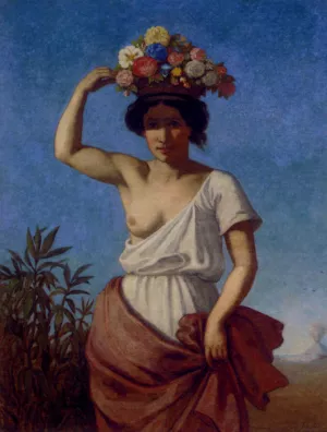 A Pompeiian Beauty Carrying Fruit by August Jernberg Oil Painting