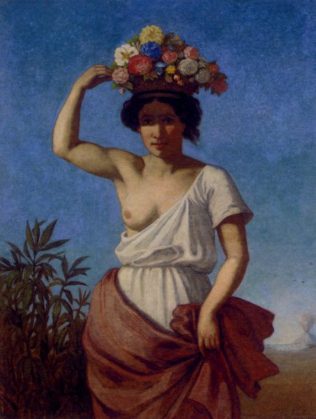 Main Product Photo of A Pompeiian Beauty Carrying Fruit Painting by August Jernberg