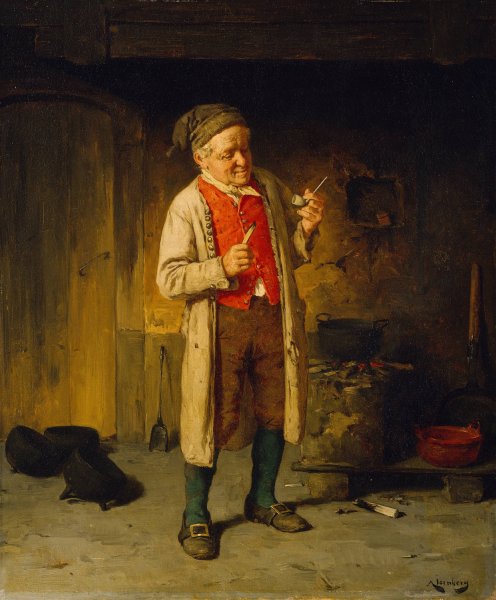 The New Pipe by August Jernberg - Hand-Painted Oil Painting Reproduction