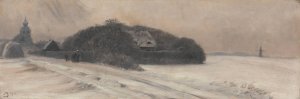 Huset laa i Byens yderste Udkant, om Sommeren ganske skjult af den tilgroede Have by August Jerndorff Oil Painting