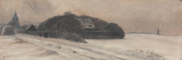 Huset laa i Byens yderste Udkant, om Sommeren ganske skjult af den tilgroede Have  by August Jerndorff - Hand-Painted Oil Painting Reproduction