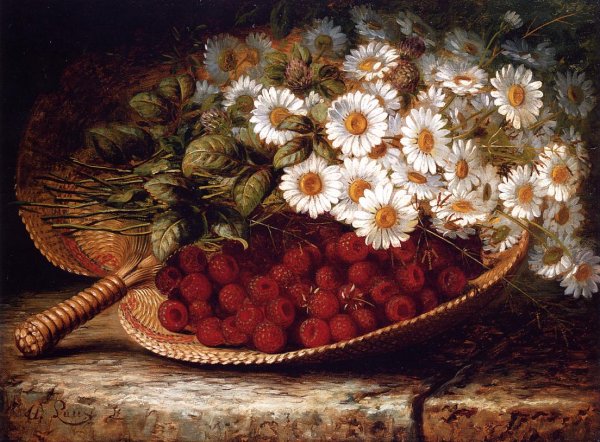 A Summer Still Life by August Laux - Hand-Painted Oil Painting Reproduction