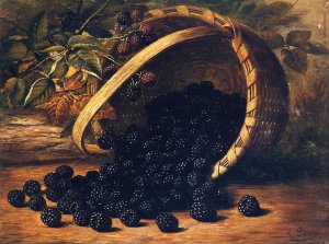 Blackberries in a Basket by August Laux Oil Painting