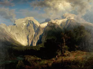 Kalkgebirgslandschaft Oil painting by August Leu