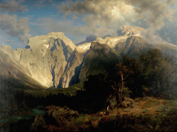 Kalkgebirgslandschaft by August Leu - Hand-Painted Oil Painting Reproduction