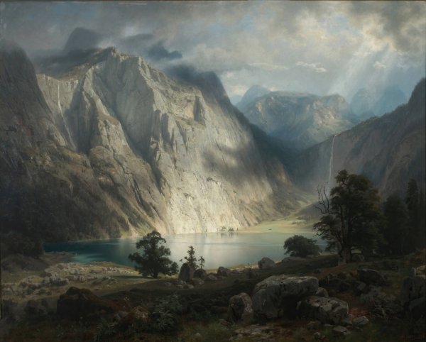 Obersee bei Berchtesgaden  by August Leu - Hand-Painted Oil Painting Reproduction