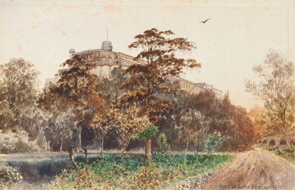 Castillo De Chapultepec  by August Lohr - Hand-Painted Oil Painting Reproduction