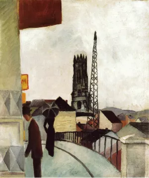 Cathedral at Freiburg, Switzerland by August Macke Oil Painting
