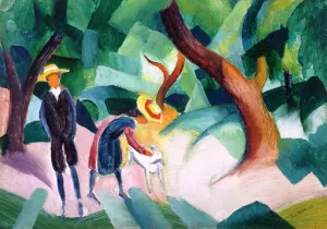 Children with Goat by August Macke Oil Painting