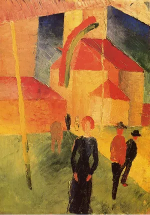 Church with Flags Oil painting by August Macke