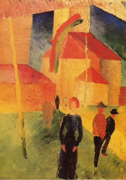Main Product Photo of Church with Flags Painting by August Macke