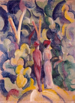 Couple on the Forest Track by August Macke Oil Painting