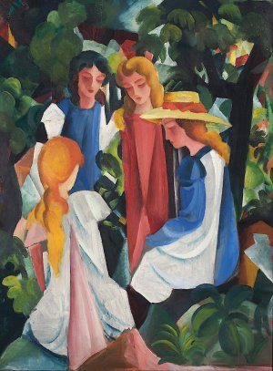 Four Girls by August Macke Oil Painting
