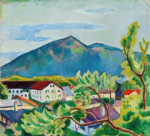 Fruhlingslandschaft in Tegernsee by August Macke Oil Painting