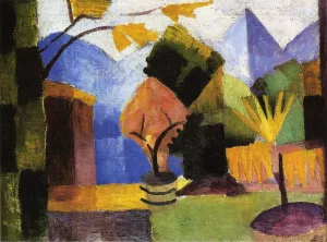 Garden on Lake of Thun Oil painting by August Macke