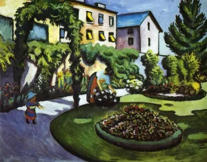 Garden Picture (also known as The Macke's Garden in Bonn) by August Macke - Oil Painting Reproduction
