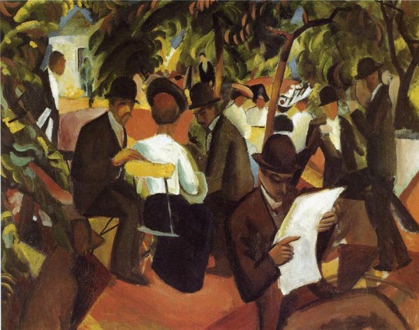 Main Product Photo of Garden Restaurant Painting by August Macke