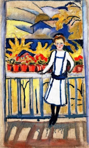Girl on a Balcony I: Tegernsee Oil painting by August Macke