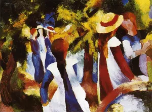 Girls under Trees Oil painting by August Macke