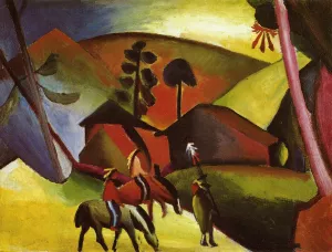 Indians on Horses by August Macke Oil Painting