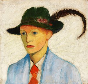 Junge mit Federhut by August Macke Oil Painting