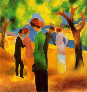 Lady in a Green Jacket Oil painting by August Macke