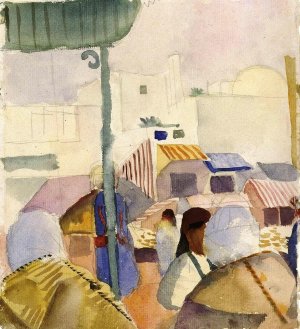 Market in Tunis II by August Macke Oil Painting