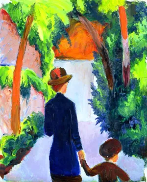Mother and Child in the Park by August Macke Oil Painting