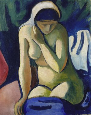 Naked Girl with Headscarf by August Macke Oil Painting