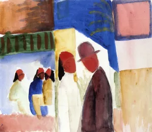 On the Street by August Macke - Oil Painting Reproduction