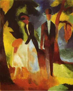 People by the Lake by August Macke - Oil Painting Reproduction