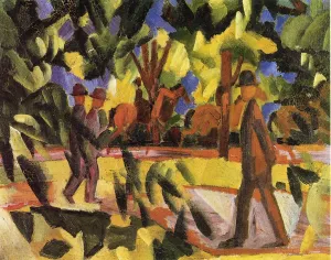 Riders and Strollers in the Avenue Oil painting by August Macke