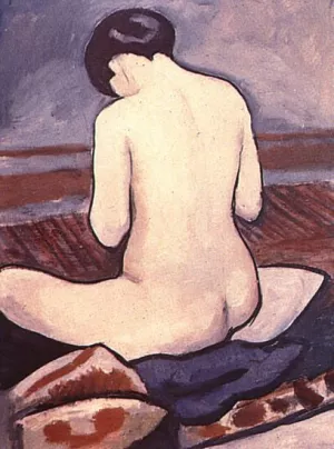 Sitting Nude with Cushions by August Macke - Oil Painting Reproduction