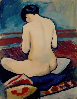 Sitting Nude with Pillow Oil painting by August Macke