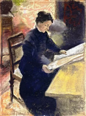 Sofie Gerhardt, Reading the Newspaper by August Macke Oil Painting