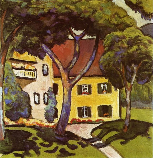 Main Product Photo of Staudacher's House at Tegernsee Painting by August Macke